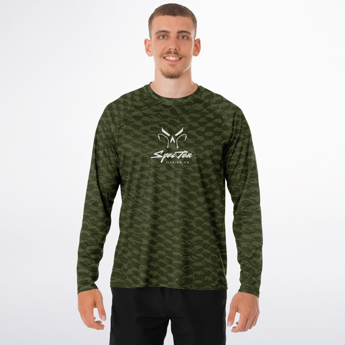 Olive Scales Long Sleeve Fishing Shirt - Men's