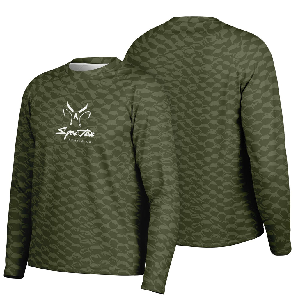 Olive Scales Long Sleeve Fishing Shirt - Men's