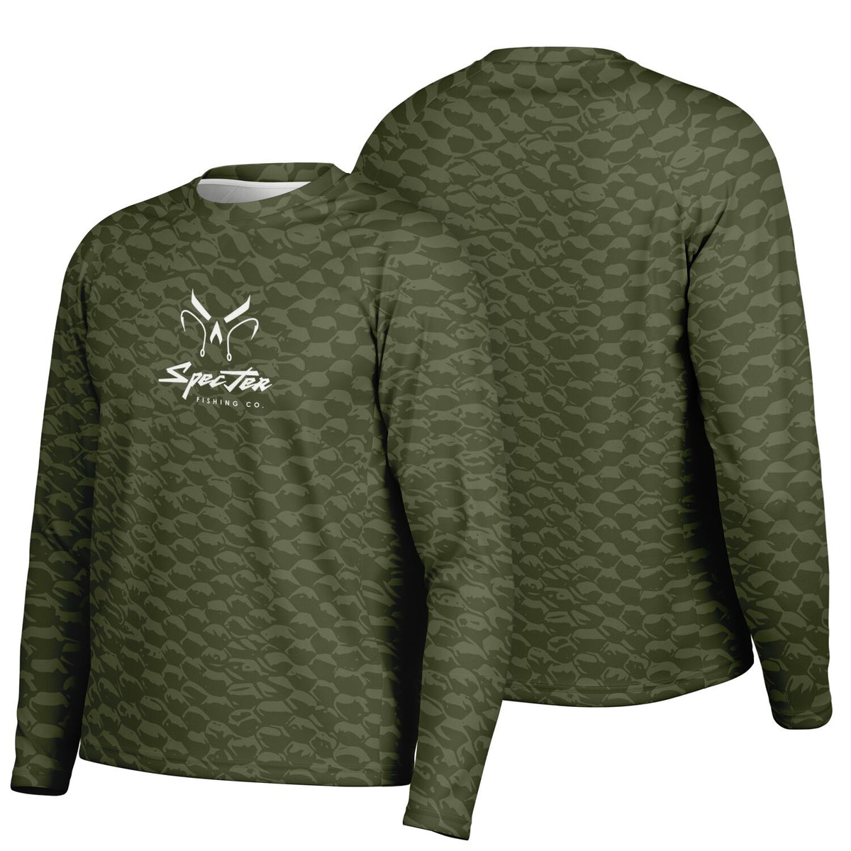 Olive Scales Long Sleeve Fishing Shirt - Men's