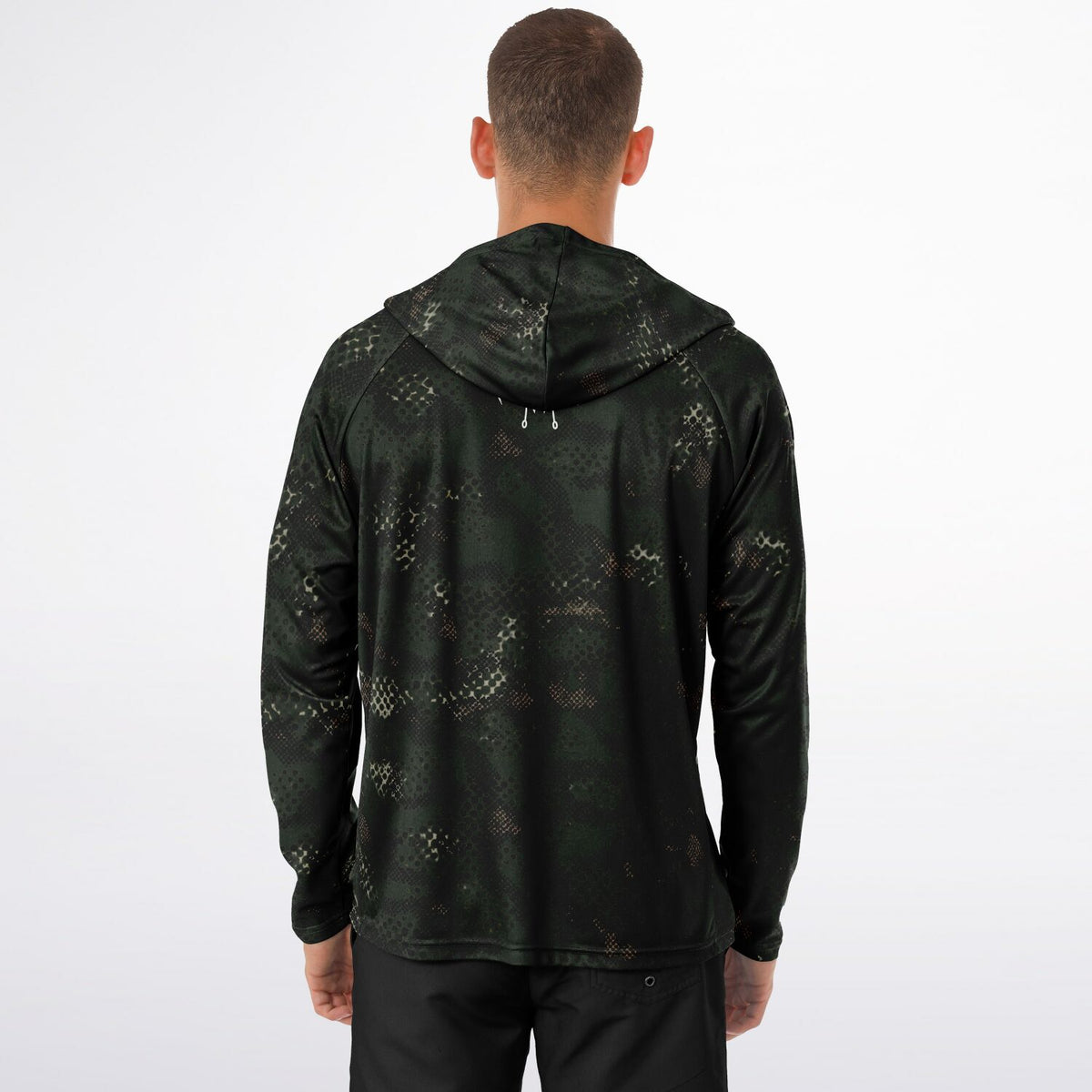 Dark Spotted Commander Long Sleeve Hooded Fishing Shirt - Men's