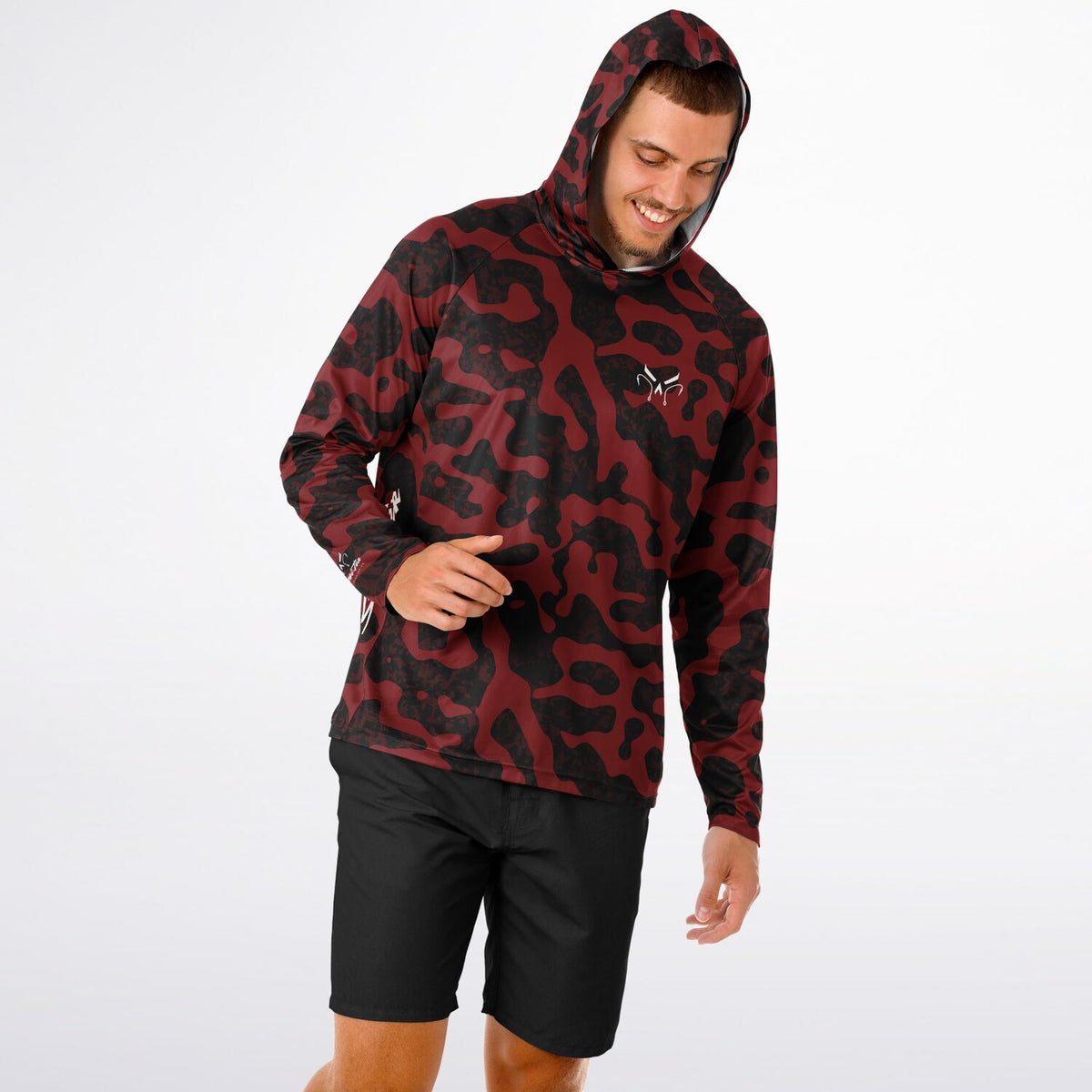 Red Commander Long Sleeve Hooded Fishing Shirt - Men's