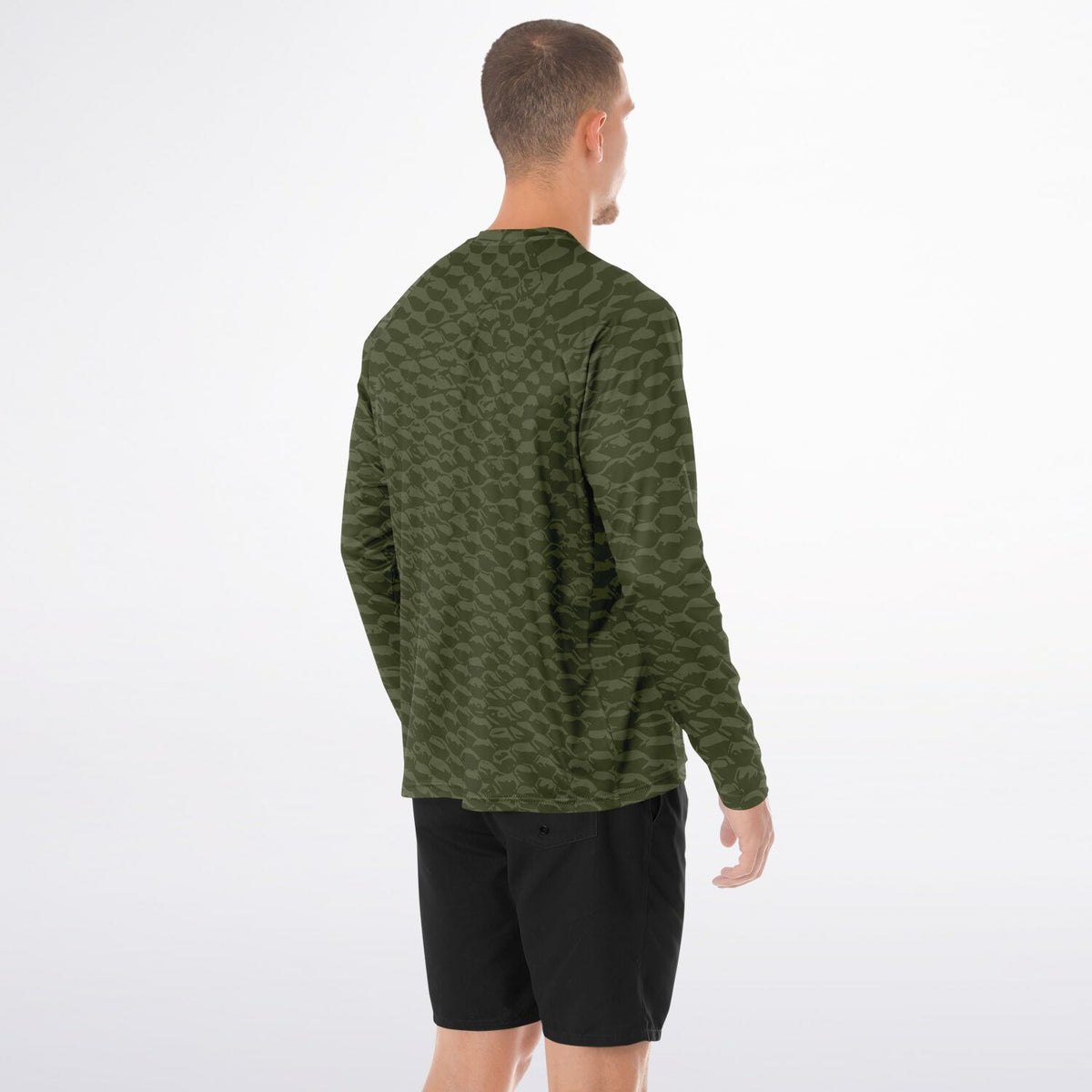 Olive Scales Long Sleeve Fishing Shirt - Men's