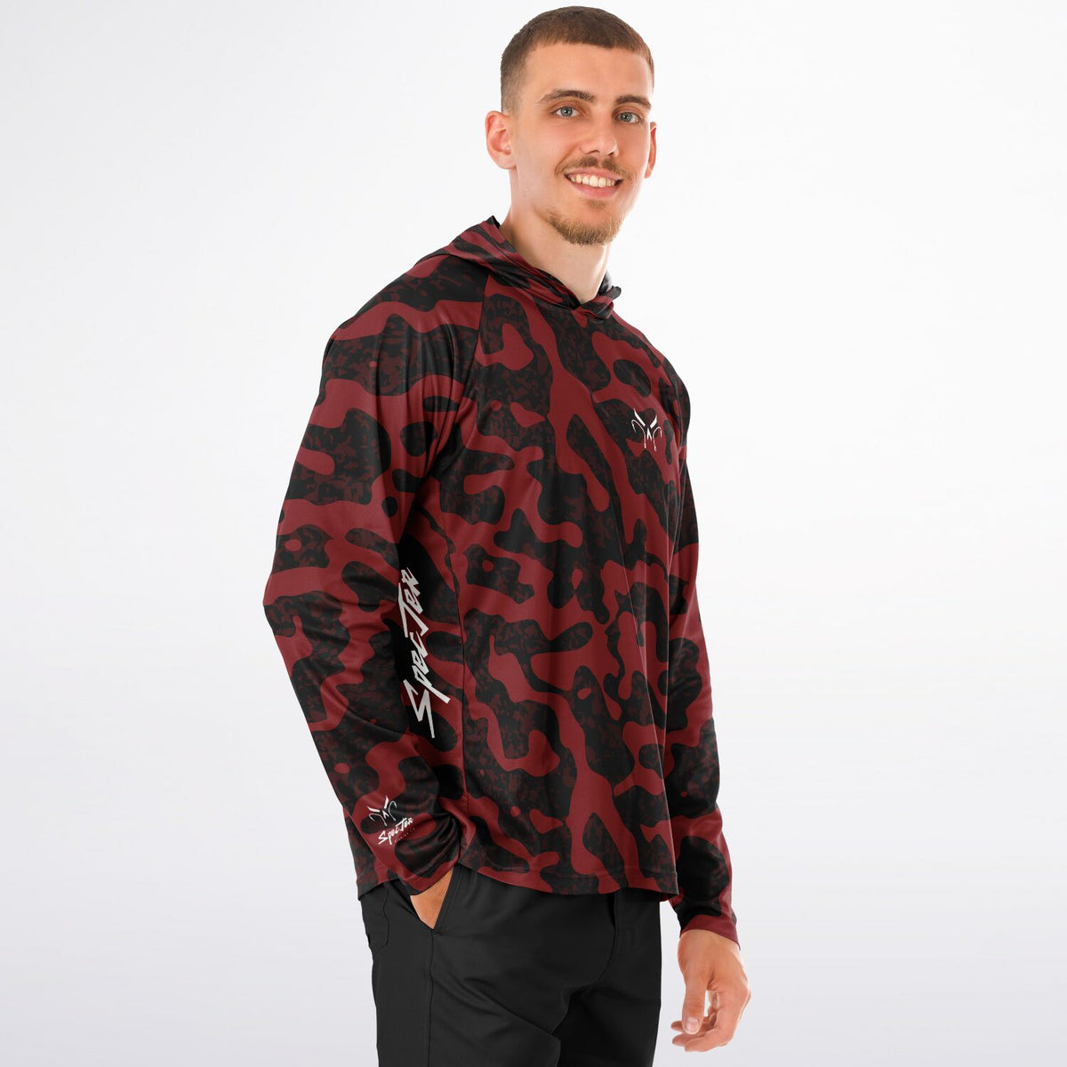 Red Commander Long Sleeve Hooded Fishing Shirt - Men's