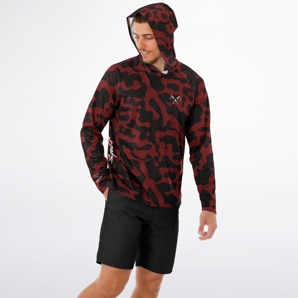Red Commander Long Sleeve Hooded Fishing Shirt - Men's