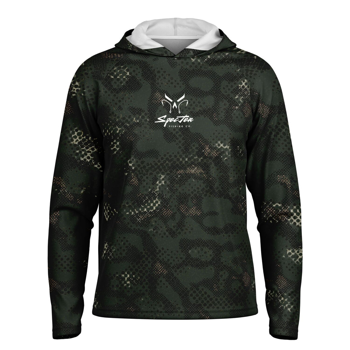 Dark Spotted Commander Long Sleeve Hooded Fishing Shirt - Men's