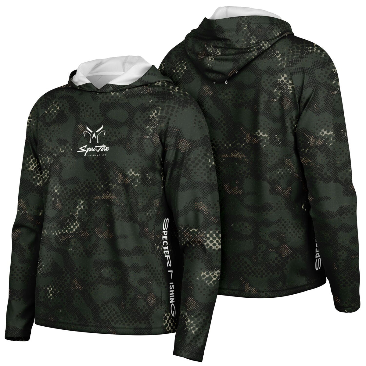 Dark Spotted Commander Long Sleeve Hooded Fishing Shirt - Men's