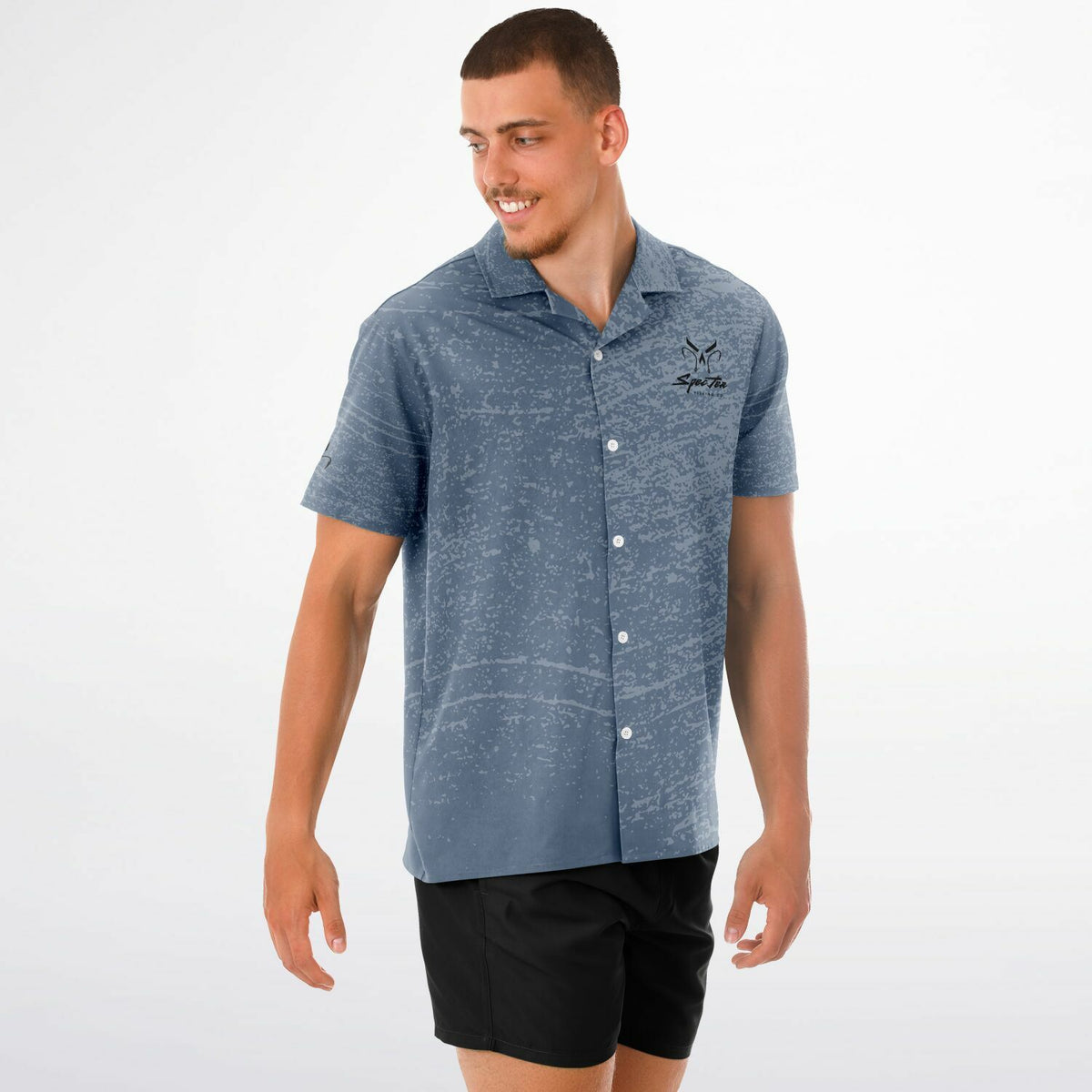 Wavelength Spread Collar Short Sleeve Button-Down Shirt - Men's
