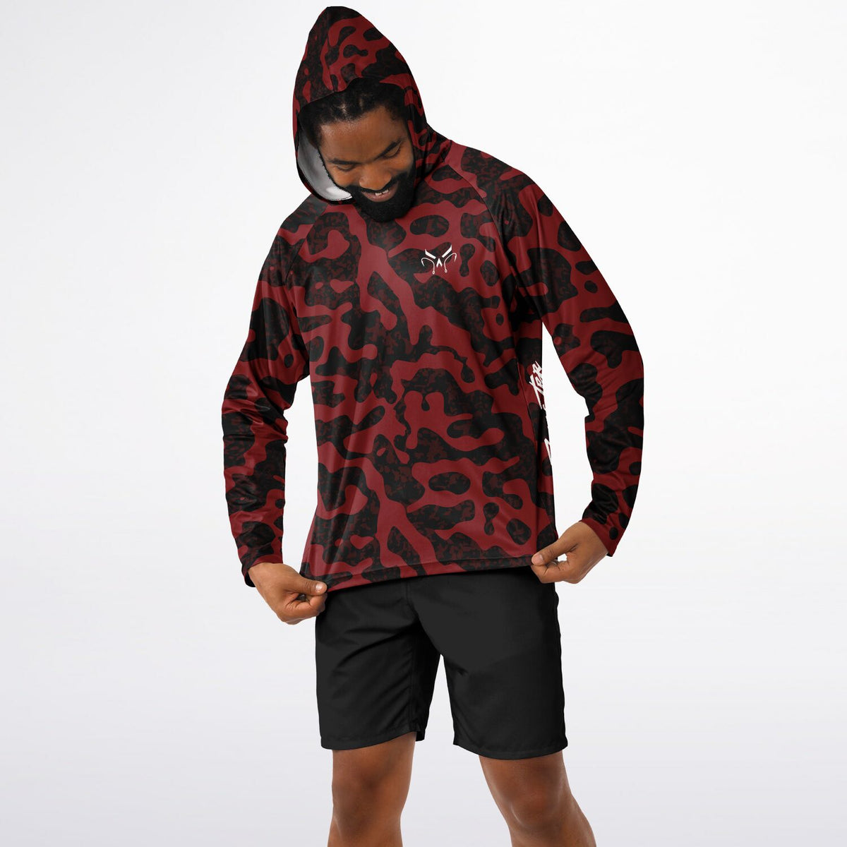 Red Commander Long Sleeve Hooded Fishing Shirt - Men's