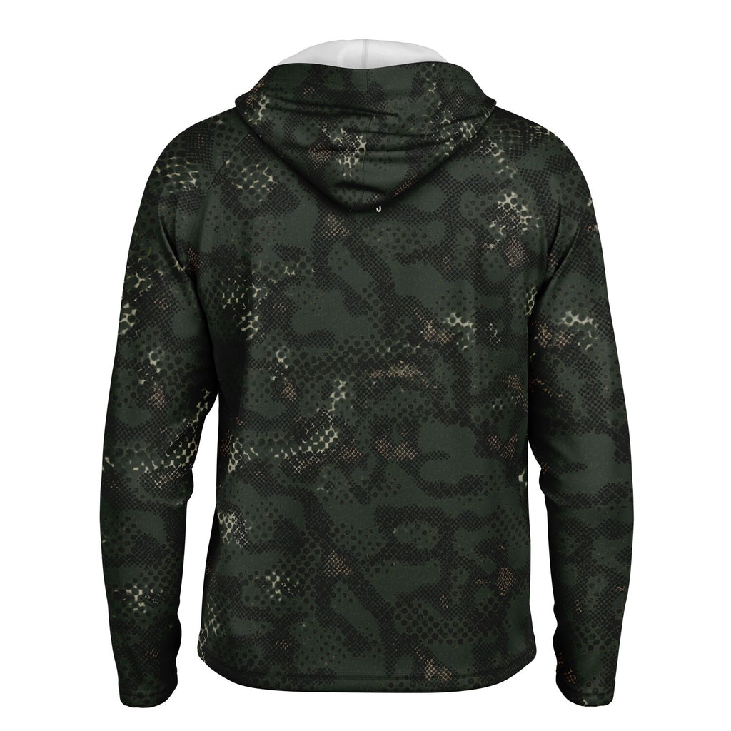 Dark Spotted Commander Long Sleeve Hooded Fishing Shirt - Men's