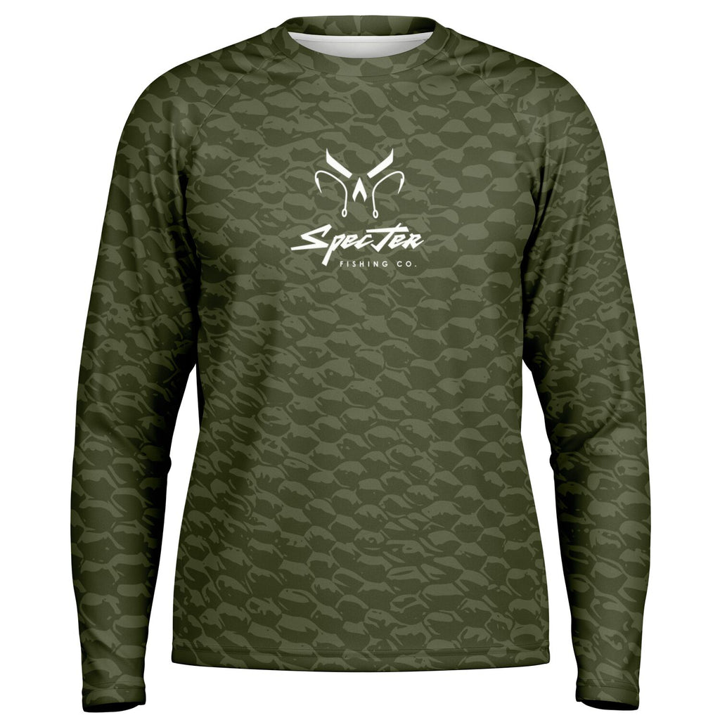 Olive Scales Long Sleeve Fishing Shirt - Men's