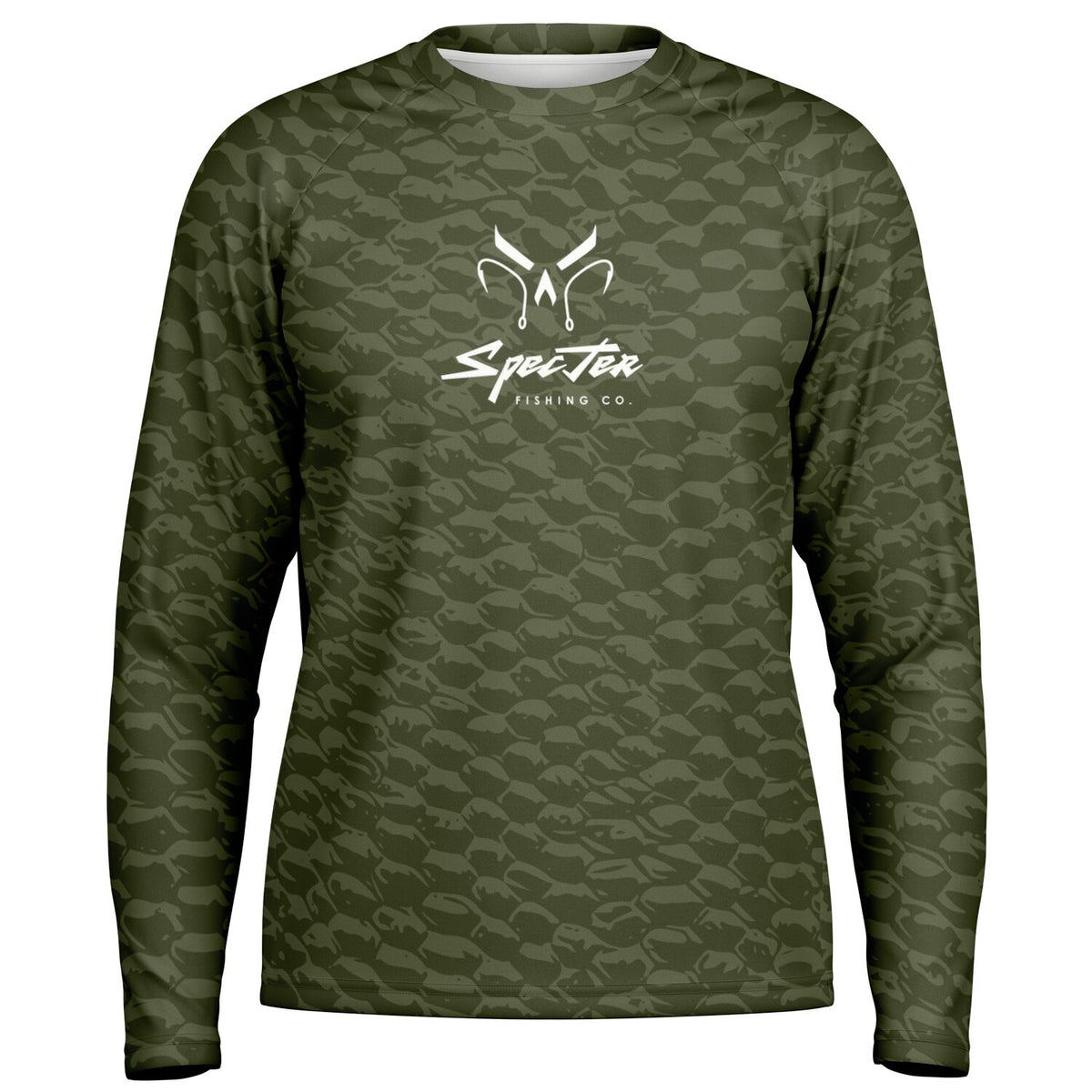 Olive Scales Long Sleeve Fishing Shirt - Men's