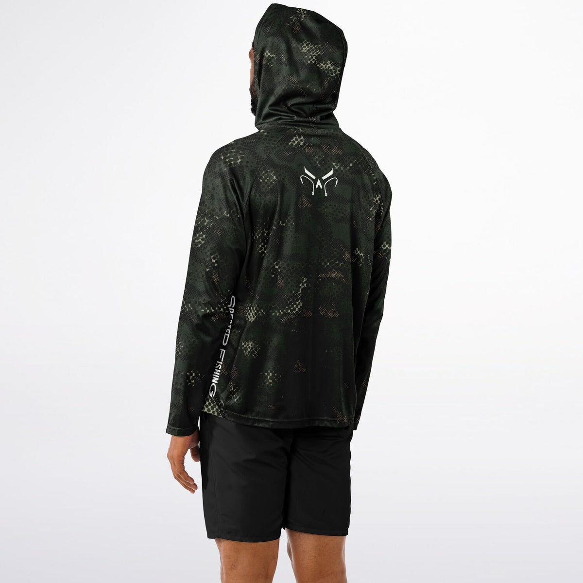Dark Spotted Commander Long Sleeve Hooded Fishing Shirt - Men's