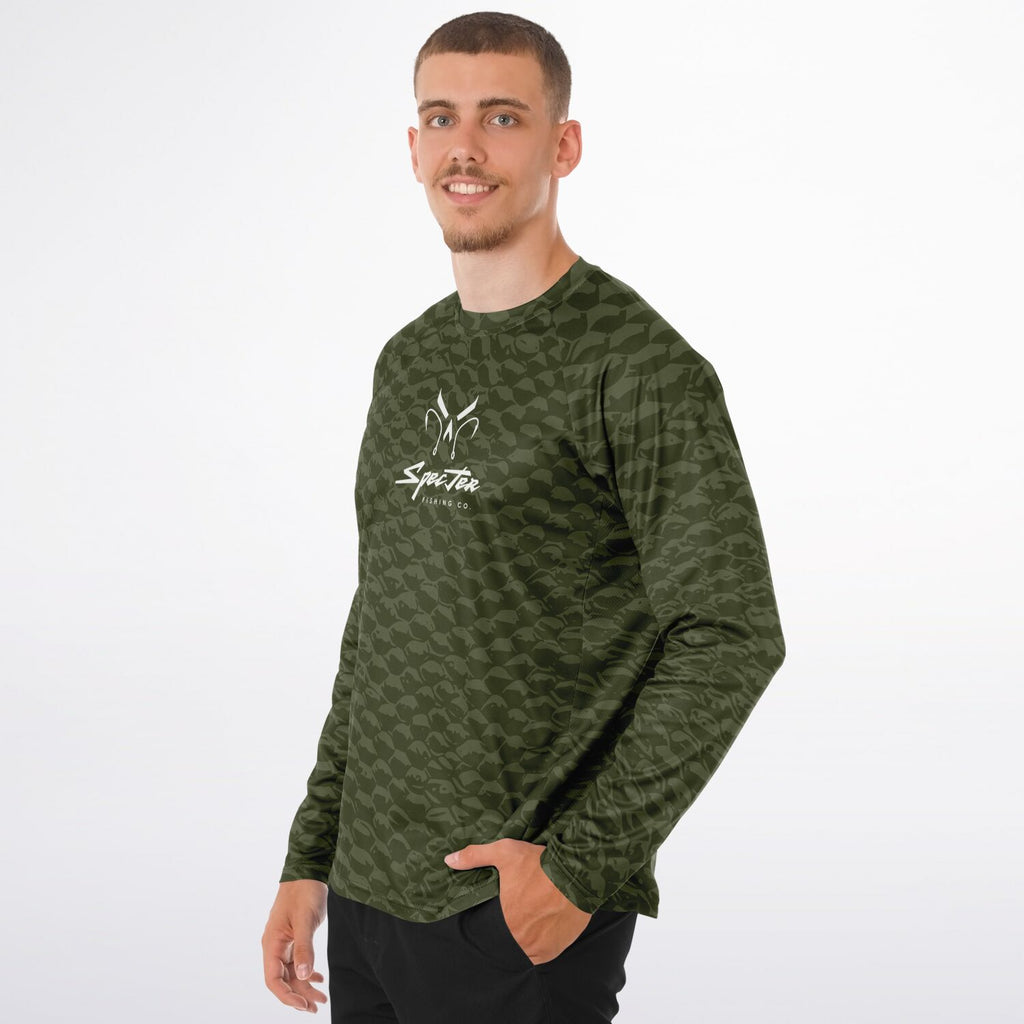 Olive Scales Long Sleeve Fishing Shirt - Men's