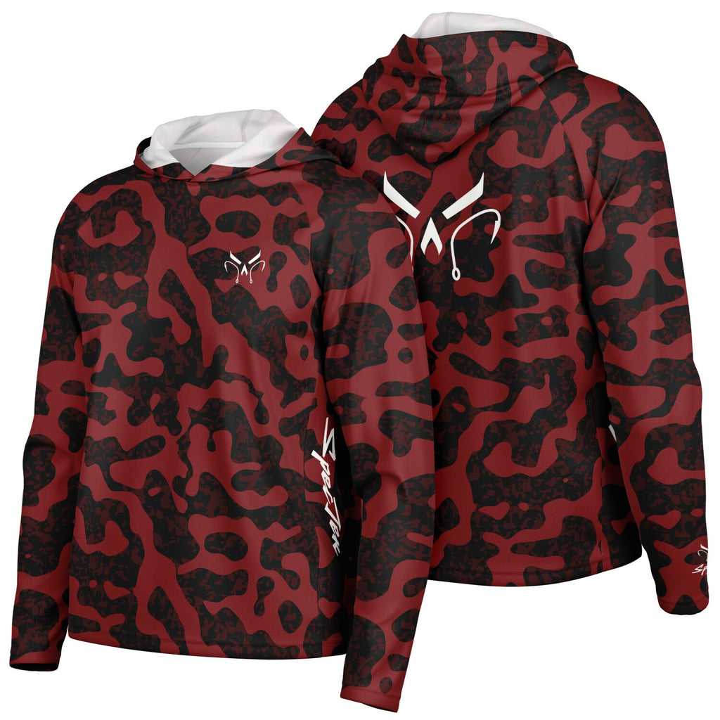 Red Commander Long Sleeve Hooded Fishing Shirt - Men's