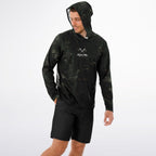 Dark Spotted Commander Long Sleeve Hooded Fishing Shirt - Men's