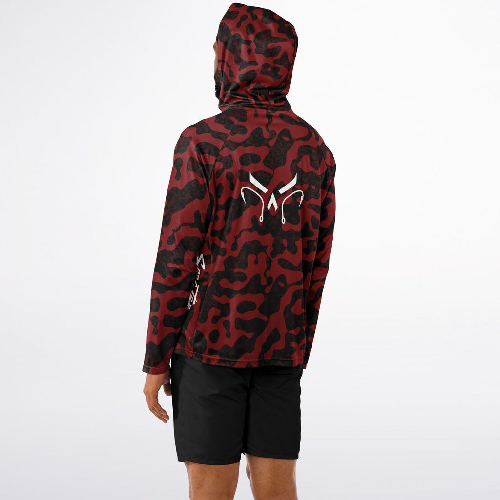 Red Commander Long Sleeve Hooded Fishing Shirt - Men's